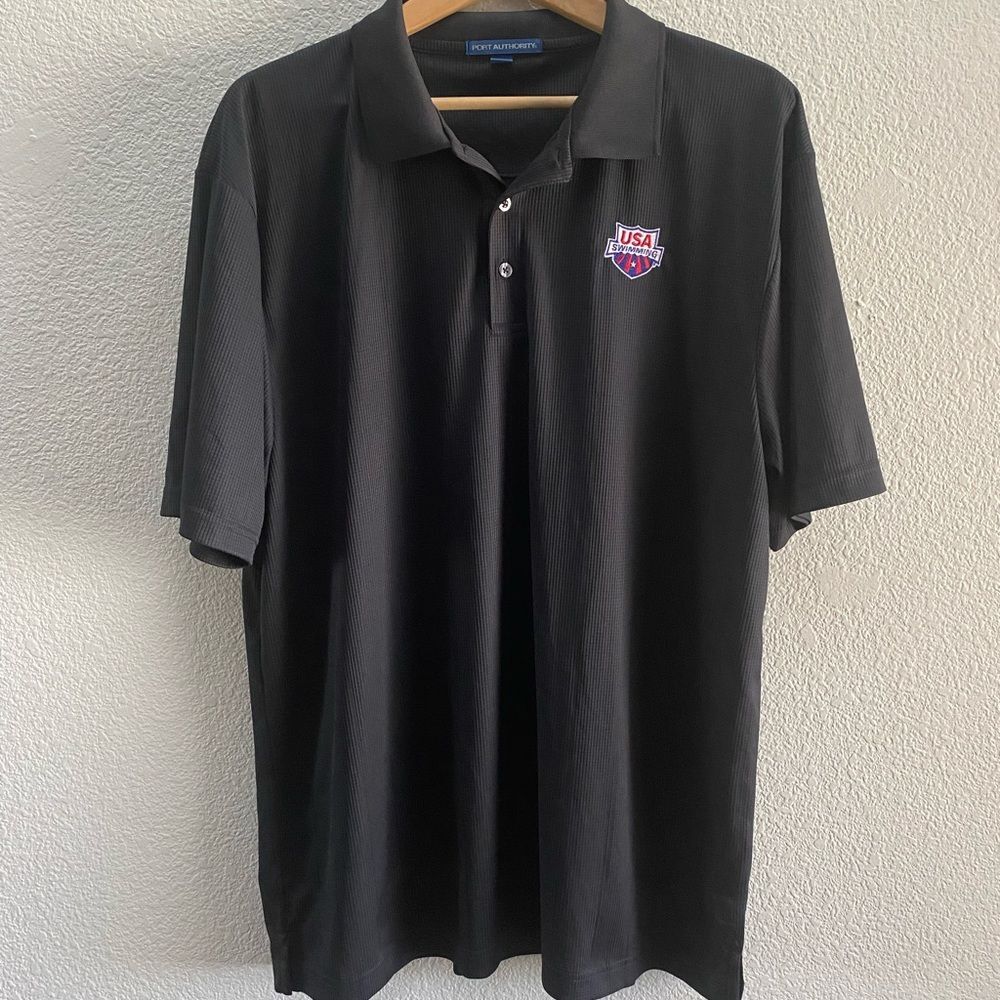 USA Swimming Port Authority Black Short Sleeve Polo Shirt Men's XL